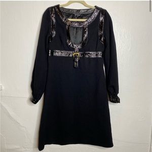 Hayden Harnett long sleeve wool with leather trim dress size 8